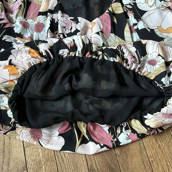 Pleione bubble top black‎ floral blouse top cropped size XS - Picture 6 of 10